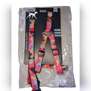 18"-26" Dog Harness and 4' leash set Pink Camo